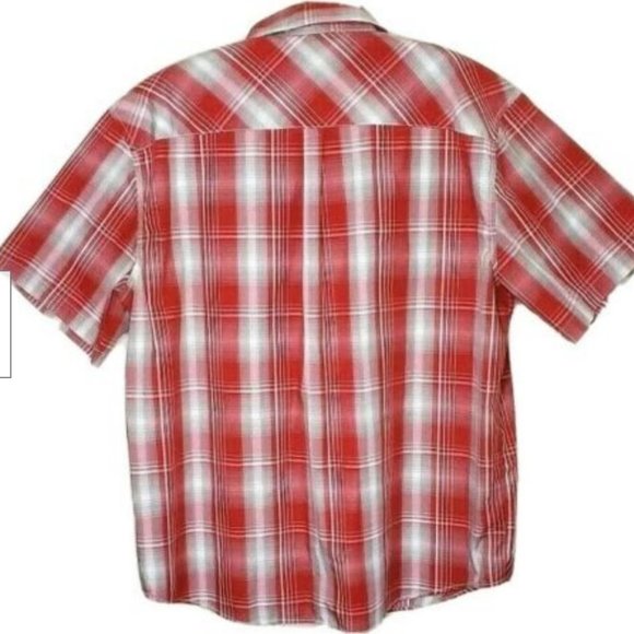Haband Shirt Western L Plaid Red Mens Pearl Snaps - Picture 3 of 5